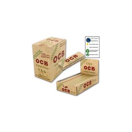 ocb caja de 100 libritos 1 1/4 caÃ±amo organico de 78 m/m