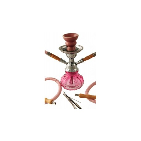 narguila - shisha (pipa de agua) rosa 12 x 23 - 2 boquillas
