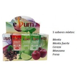 eburn caja 15 frascos liquido 10ml.-18mg nicotina con 5 sabores mixtos 3 fcos. x sabor