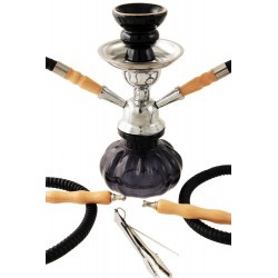 narguila - shisha (pipa de agua) negra 12 x 23 - 2 boquillas