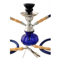 narguila - shisha (pipa de agua) azul 12 x 23 - 2 boquillas