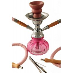 narguila - shisha (pipa de agua) rosa 12 x 23 - 2 boquillas