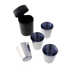 estuche en piel sintetica con 4 vasos para licorera