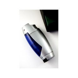 encendedor turbo cromado/azul con estuche