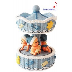 carrusel tiovivo azul figuras bebe 12 x 17